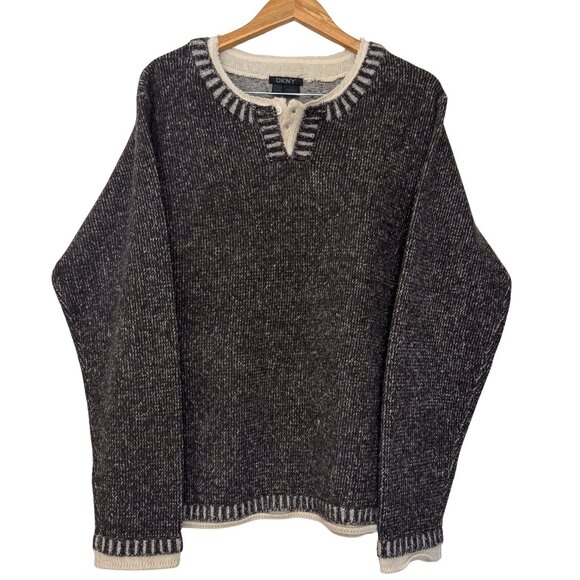 Vintage DKNY Charcoal Grey Wool Sweater, Cabincore Aesthetic Knit, Minimalist - Picture 1 of 6